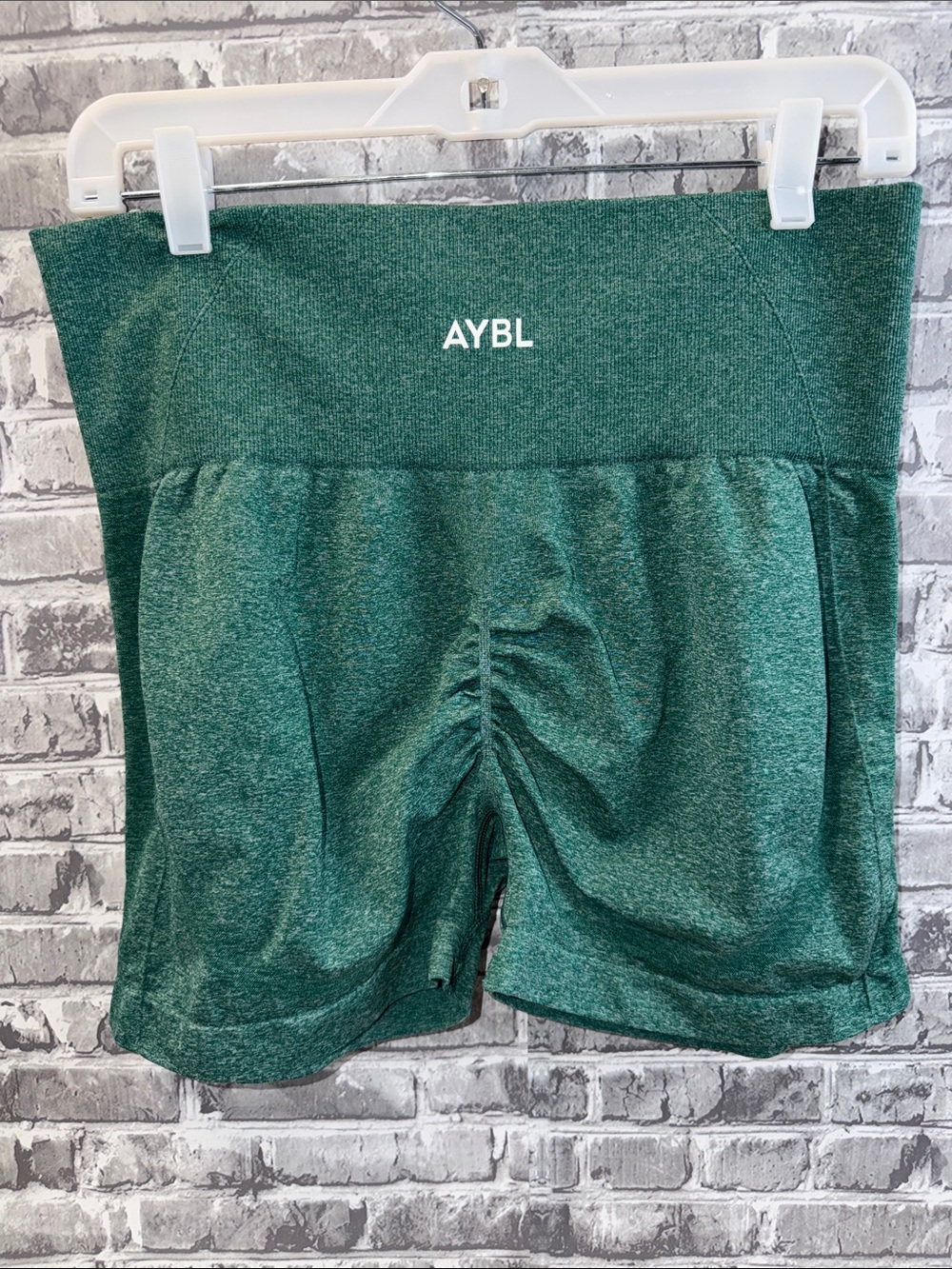 AYBL Emerald Green High-Waist Scrunch-Back Bike Shorts